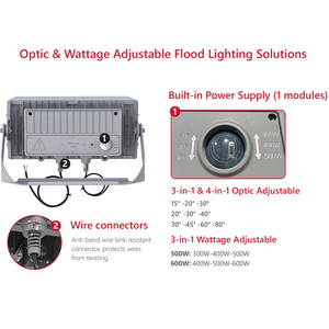 Reflector <span class=keywords><strong>LED</strong></span> de 300W-1800W, 3 en 1, Potencia y Ángulo Ajustables, Cubierta de Vidrio, Cuerpo de Aluminio, Certificación CE y CB, Iluminación para Estadios e Industrias - Product Image 5