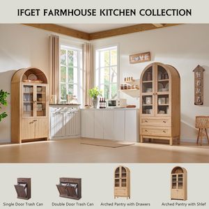 Armoire de rangement de cuisine moderne en bambou SENYU, durable, avec 2 tiroirs et 4 étagères, pour îlots et chariots - Product Image 5