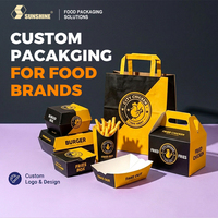 Boîte d'emballage en papier kraft personnalisée, de qualité alimentaire, recyclable, pour frites et nuggets de poulet frit à emporter