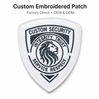 Fournisseur de badges brodés personnalisés avec emblème de lion OEM, patchs de protection pour uniformes, vestes, sacs et accessoires vestimentaires