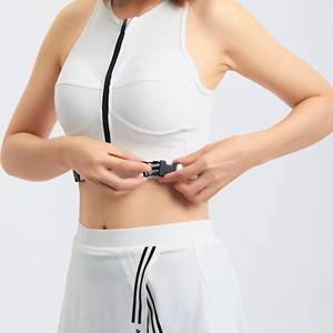 Luckpanther高冲击支撑健身上衣赛车背运动文胸，带前拉链和侧开叉裙网球套装高尔夫球布 - Product Image 4