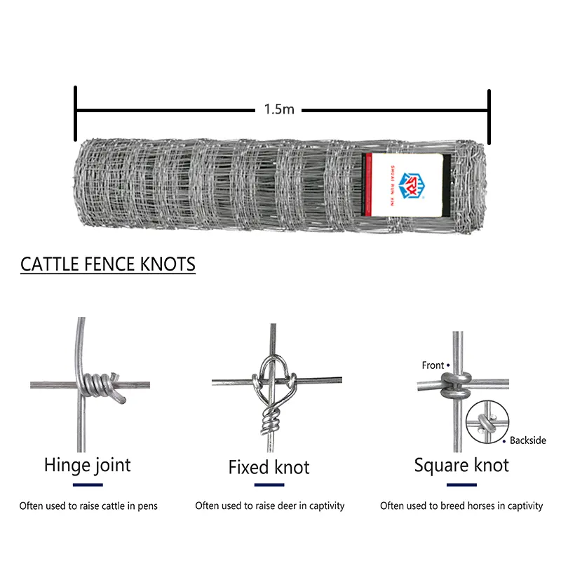 Recinzioni in filo di ferro zincato 5ft 6ft 7ft 8ft recinto fisso per bovini da cervo con nodo fisso per sicurezza del cancello del campo agricolo a bassa manutenzione