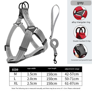 Nieuwe stevige nylon borsttuig voor huisdieren, hondenriemset, ademend, duurzaam, reflecterend, verstelbaar, comfortabel voor middelgrote honden - Product Image 6