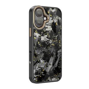 Funda de Fibra de Carbono para Teléfono <span class=keywords><strong>iPhone</strong></span> <span class=keywords><strong>11</strong></span> 12 14 15 Pro 16 Pro Max, Negro Brillante, Azul Forjado, Morado, Dorado, con Función Magnética - Product Image 1
