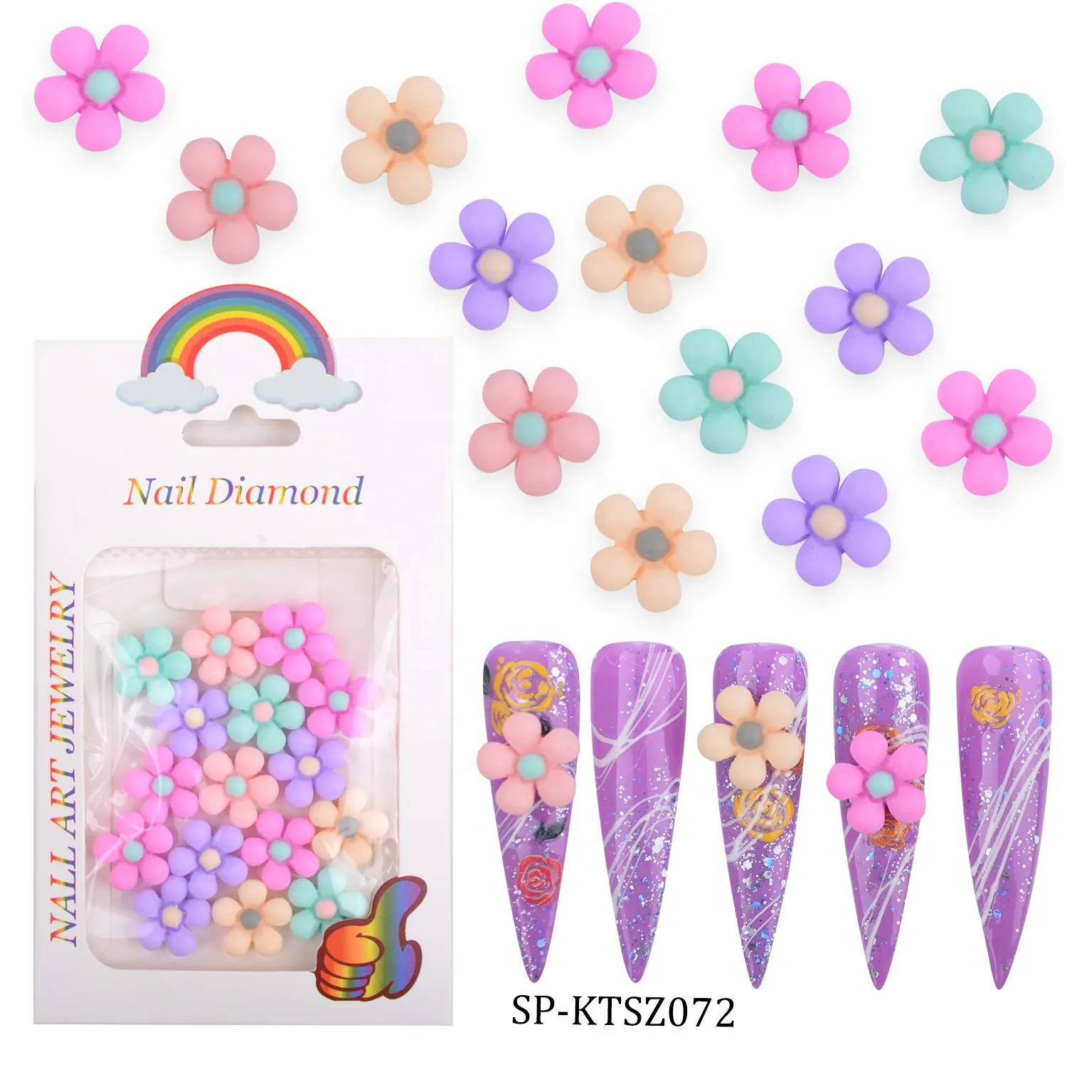 Hot vender primavera Charme Flor Nail Art Decorações 3D Nail Cristais Strass Set Resina Jóias Peças Manicure Accessoires