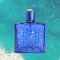 Feminines Parfüm Quadratisches Tiefblaues Aqua Schwarzes Glas Schlüsselrand-Medaillon Wasser-Schaum Ozeanisch Strandhaltig