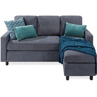 Sofá Seccional en Forma de L Tapizado en Lino Moderno, Otomana Reversible, Chaise Longue, Capacidad de 680 lb
