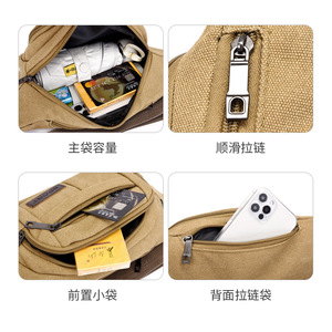Men's Waist Bag Canvas Multi Pocket Urban Minimalist Design Everyday Outfits - Product Image 3