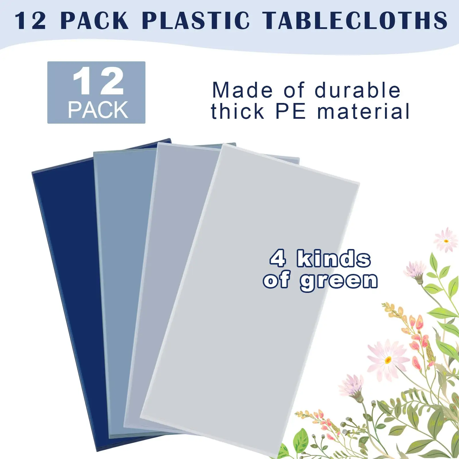 Eco-Friendly Blue Plastic Disposable Waterproof Table Cloth For Wedding Bridal Baby Shower Birthday Party Summer