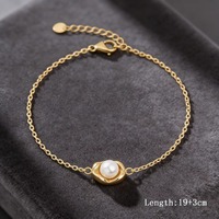 Ensemble de bijoux pour femmes en acier inoxydable plaqué or 18 carats, élégant, imitation perle ronde, collier avec pendentif, boucles d'oreilles, bracelet