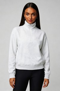 OEM Sweat-shirt <span class=keywords><strong>zippé</strong></span> à logo brodé personnalisé pour femmes 1/4 Sweat-shirt à capuche en coton Sweat-shirt à demi-fermeture éclair - Product Image 4
