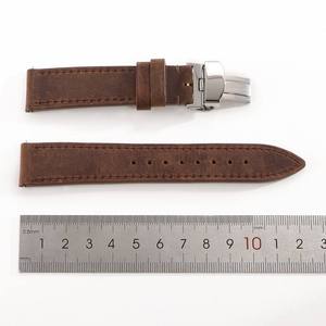 Wholesale Genuine Leather Stainless Steel Watch <b>Strap</b> 18-24mm Universal Retro Butterfly Buckle Quick Release Watch Band - Product Image 5