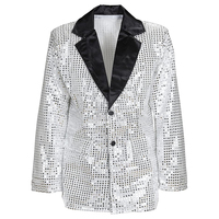 Blazer élégant à paillettes brillantes à un bouton, veste élégante pour les spectacles sur scène, les banquets de mariage et les fêtes