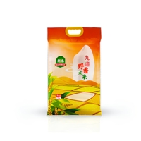 Sacs d'emballage pour riz imprimés en héliogravure personnalisés 1kg/2.5kg/5kg, laminés de qualité alimentaire avec poignée pour riz, aliments, gelée (PET)