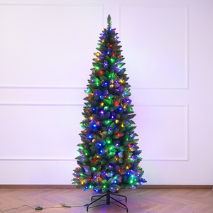 Pointed-Tip PVC <b>Lighted</b> Pencil Christmas <b>Tree</b>, Realistic Automatic <b>Tree</b> for Bedroom, Living Room & Mall Decoration - Product Image 3