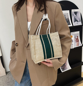 Sac fourre-tout en lin réutilisable avec logo personnalisé, sac de shopping en tissu durable pour femmes - Product Image 6