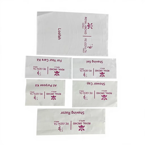 Kit dentaire mini biodégradable et respirant, pochette thermoscellée en papier chromo à impression bicolore, scellage central, pour articles de toilette hôteliers - Product Image 1