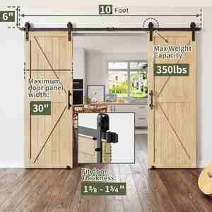 WEKIS High Quality M00002 Barn Door Track System Hardware <b>Kit</b> 6.6FT Sliding Door Set for Interior & Exterior Hotel Living Room - Product Image 5