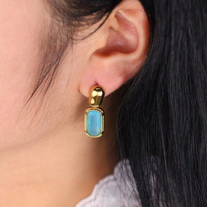 18K Gold PVD Plated <strong>Stainless</strong> <strong>Steel</strong> Drop Earrings for Women New Design Oval Colored Zircon Trendy Fashion <strong>Jewelry</strong> for Gift - Product Image 6