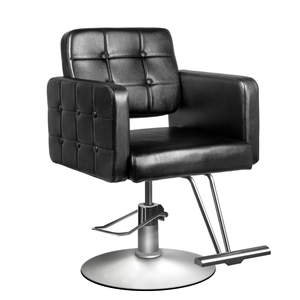 Sedia moderna in stile reclinabile per negozi di barbiere e saloni 90-1 in pelle sintetica nera sedia da barbiere - Product Image 1