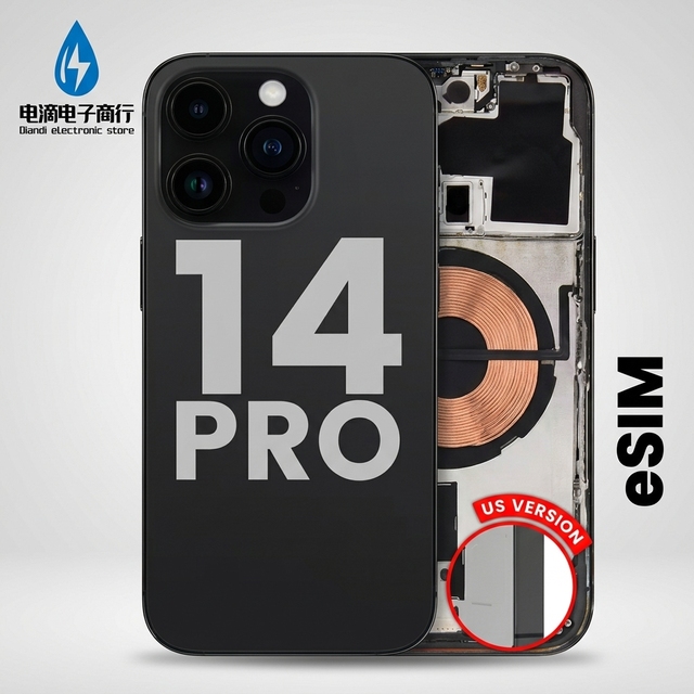 Diandi for iPhone 14 Pro Back Housing Chassis With Small Parts Flex Cable Side Key Replacement Rear Case Repair Parts