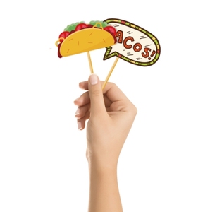 Dia De Los Muertos FIESTAホリデーパーティーの装飾用カスタムメキシコのサボテンTacos Skull Mojito Pinata Design紙の小道具写真の旗 - Product Image 3