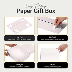 Caja de Regalo Magnética de Lujo Gris Claro de Fácil Montaje con Cierre/Tapa Magnética <span class=keywords><strong>para</strong></span> Bodas, Despedidas de Soltera y Regalos - Product Image 4