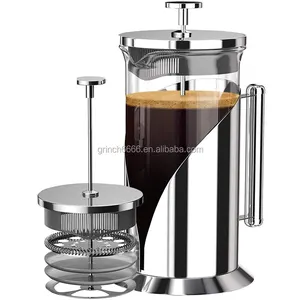 304 Grade Stainless Steel French Press Coffee Maker 34とOunce 4 Level Filtration System Glass French Coffee Press