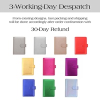 Carnet de notes/agenda Hongbo multi-couleurs avec 6 anneaux dorés A6, en cuir grainé brillant de luxe, idéal comme carnet de bureau/carnet à anneaux