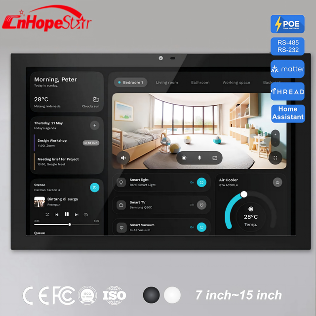 Smart Office Controller 10 14 15.6 Inch Android 14 POE Meeting Room Booking Tablet Wall Mount Display Side LED Light Bar RK3576S