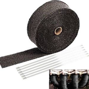 Paslanmaz bağları ile motosiklet fiberglas isı kalkanı bant için <span class=keywords><strong>2</strong></span> "X 50 'siyah egzoz isı Wrap rulo - Product Image 1