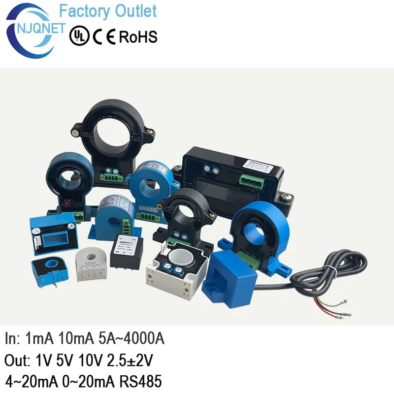 홀 효과 전류 센서 QNDBK1-21 AC DC 30A 50A 100A 200A / 4 ~ 20mA 10V 5V 분할 코어 전류 송신기 전류 변환기