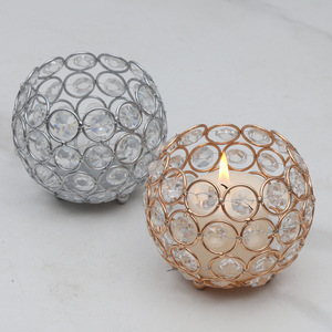 Photophore en verre ajouré octogonal, style rétro créatif, avec boule de cristal et perles, pour fêtes et mariages, à effet d'ambiance - Product Image 2