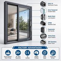 Pintu Geser Kaca Aluminium Thermal Break NFRC AS2047 Kustom dengan Rangka Tipis untuk Penggunaan Interior/Eksterior di Apartemen, Vila & Hotel