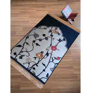 Tapis de prière musulman en velours floral en diamant doré, fait à la machine, à poils coupés, antidérapant, lavable, pour <span class=keywords><strong>les</strong></span> voyages et la maison, cadeau - Product Image 5