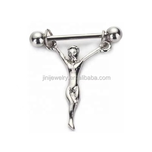 Anillos de Acero Inoxidable para Pezones con Estatua de Jesús, Cadenas para Piercings de Pezones, Joyería Corporal Infantil - Product Image 4