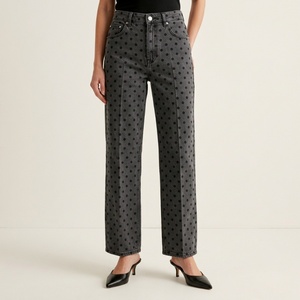 Jeans de Mujer con Puntos de Polka, Estilo Vintage, Elásticos, de Cintura Alta y Pierna Recta, 2026 - Product Image 1