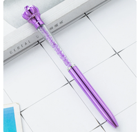 Pulpen Cantik Lucu Berhias Mahkota Kristal Tabung Intan Isi Ulang Pulpen Ballpoint Plastik Warna Rose Gold  Pulpen Anak Perempuan Berhias Intan