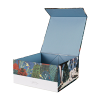 Boîte d'emballage cadeau en papier d'art mat imprimé de fleurs carton magnétique recyclé affichage de Logo en relief pour literie bougies expédition