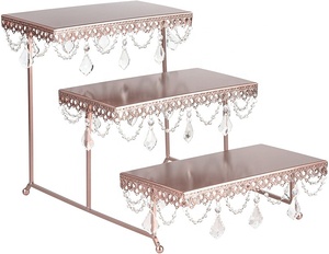 Đế Bánh Kim Loại 3 Tầng Giá Trưng Bày Bánh Vuông Đa Năng Phong Cách Châu Âu Bộ Trang Trí Tiệc - Product Image 3