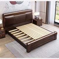 Lit en bois massif en bois de santal doré violet, taille king, chambre principale, style moderne simple, lit double, style chinois, meubles de chambre à coucher avec rangement