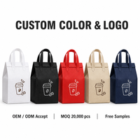 Sac de transport non tissé en forme de maison avec fermeture supérieure scellée, en PP 80 g/m², réutilisable, pour café, avec poignées en boucle