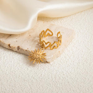 Anillo colgante de acero inoxidable con diseño de estrella de mar y sol de la serie Ocean para mujer, en forma de U, regalo de joyería. - Product Image 3