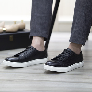 Men's casual leather <b>shoes</b> - genuine leather flat comfortable slip-on <b>shoes</b> in <b>blue</b> and black for men - Product Image 6