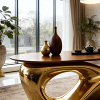 Table basse ovale contemporaine en or massif, plateau solide, table de salon de luxe pour la décoration de la maison