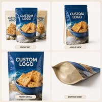 Sachet d'emballage personnalisé pour craquelins au sel marin, pochette à fermeture éclair verticale, sachet Doypack pour biscuits et snacks, qualité alimentaire, emballage de détail