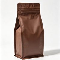 Sachet à café à fond plat anti-odeur avec logo personnalisé, valve, en aluminium Mylar, fermeture éclair PE, pour emballage de grains torréfiés