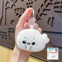 Mignon pendentif porte-clés en peluche phoque de dessin animé, jouet en peluche, rembourrage en coton PP