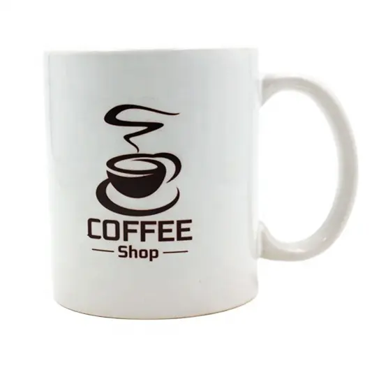 Popüler promosyon hediye özelleştirilmiş tasarım kaplamalı beyaz seramik kahve kupa Sublim seramik Logo baskılı