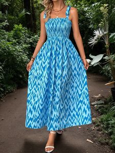 Vestido Elegante <span class=keywords><strong>de</strong></span> Verano para Mujer, Estilo Pastoral, para Vacaciones en la Playa, Cintura Ajustada, Plisado, Delgado - Product Image 5